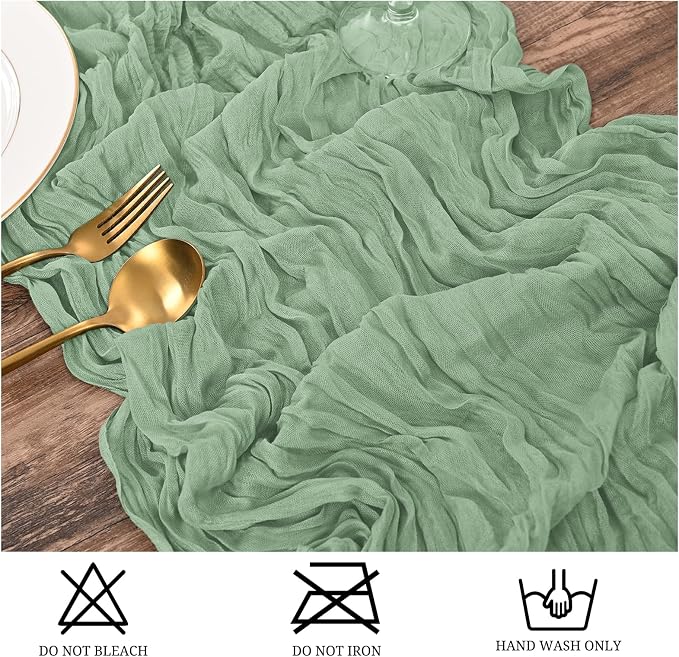 15 Pack Sage Green Table Runner 17 x 108inch Cheesecloth Table Runner Boho - Image 4