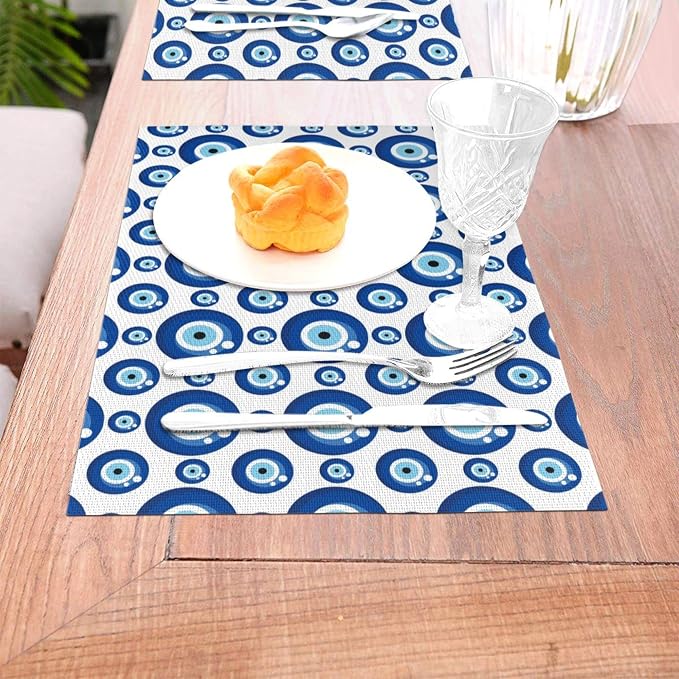 Blue Evil Eyes Placemats Set of 4, Funny Table Mats - Image 2