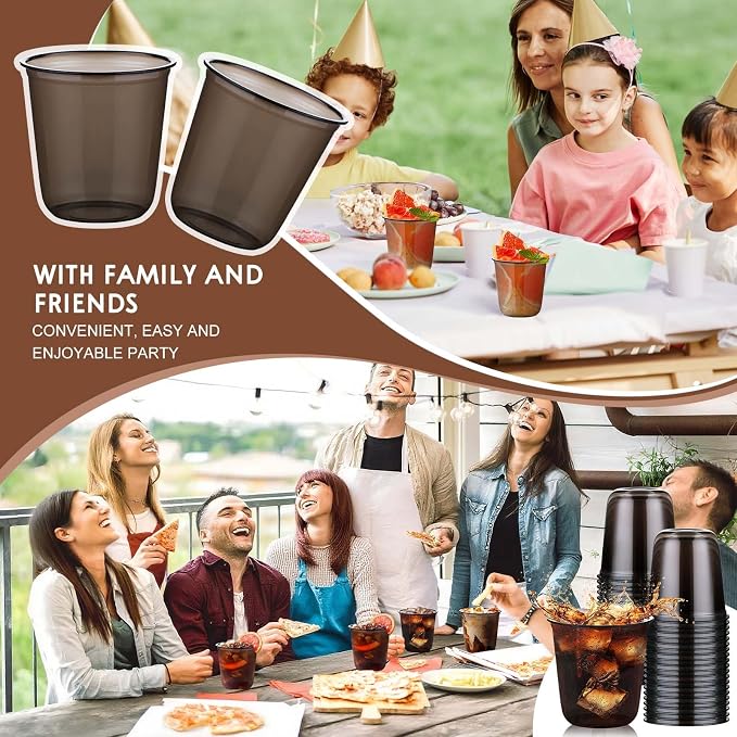 KesaPlan 100 Pcs 12oz Plastic Black Cups, Disposable Wine Cocktail Glasses | - Image 7
