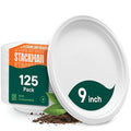 100% Compostable Paper Plates, Heavy Duty Disposable Plates 9 Inch Plates by StackMan