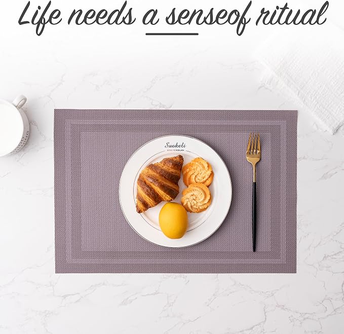 Placemats Set of 4 Washable Indoor | Outdoor Vinyl Place Mats - Image 6