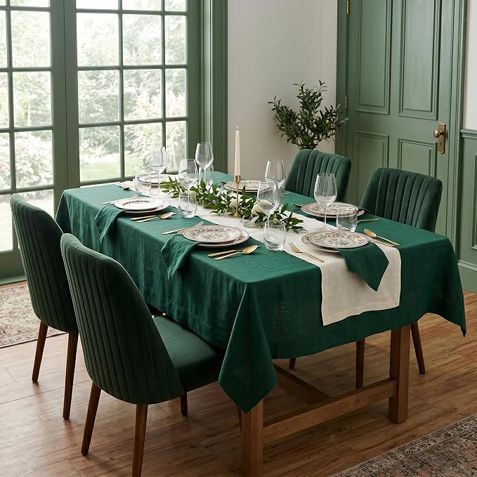 Solino Home 100% Pure Linen Table Runner Ivory, Fete 14 x 144 Inch Long | Table - Image 2