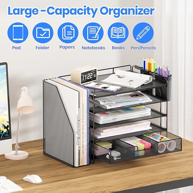 Desk Organizer, 5-Tier Desktop File Organizer - Image 4