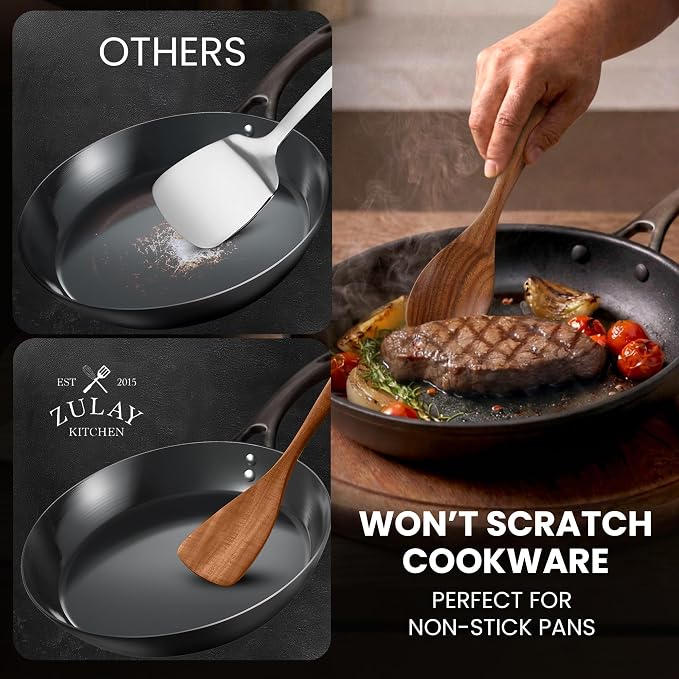 Zulay Kitchen 15-Piece Teak Wooden Utensils - Image 8
