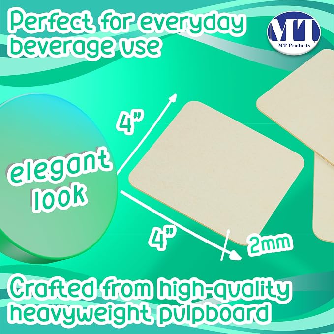 MT Products Off-White Square Paper Coasters - Image 2