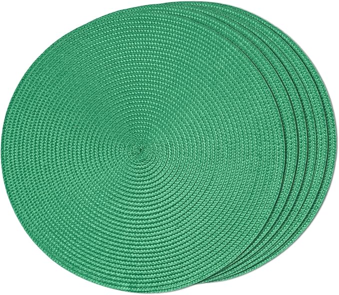 FunWheat Round Braided Placemats Set of 6 Table Mats by FunWheat