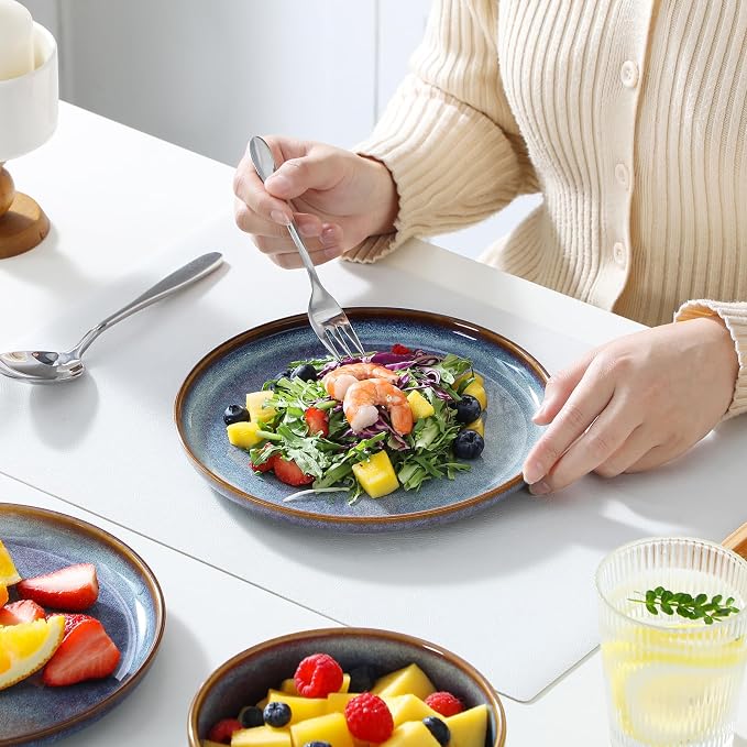 vancasso PLAYA Plates and Bowls Sets, 12 Pieces Grey-Blue Dinnerware Sets - Image 5