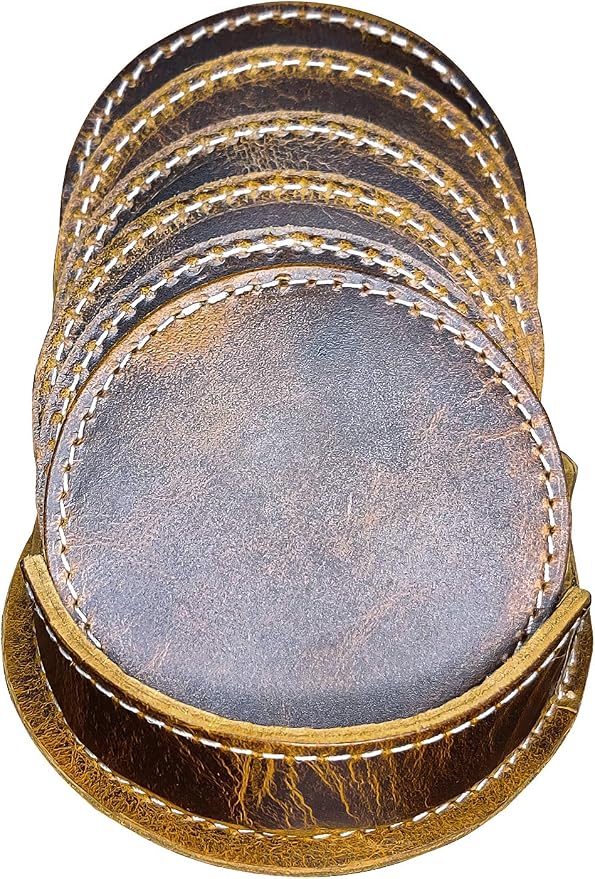 Rustic Town Leather Coasters for Drinks - Image 5