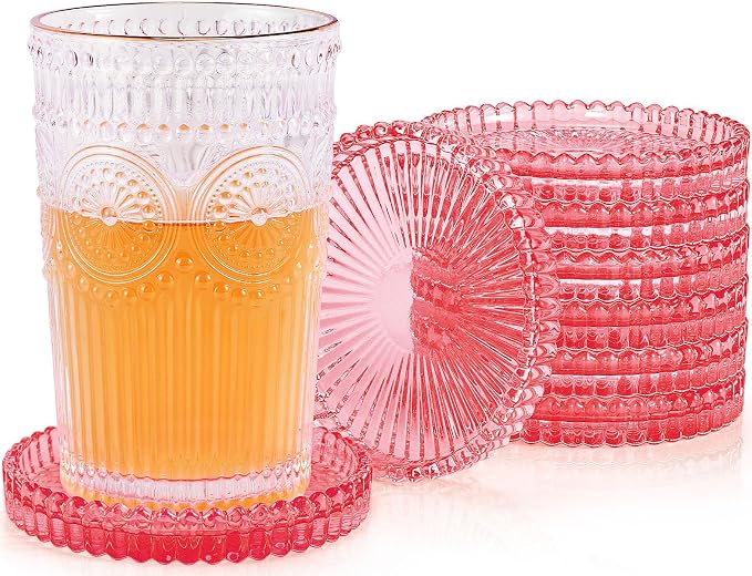 Modern Clear Glass Coasters Set of 8, Cute Coasters Table Mats by GOHDODD