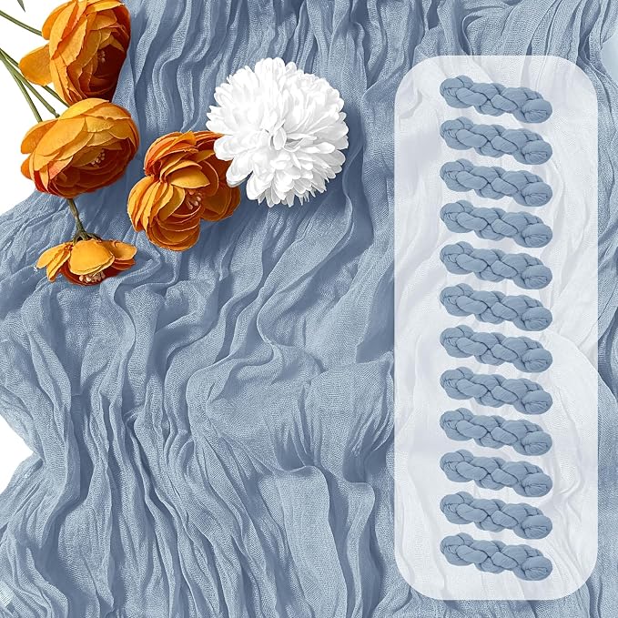 12 Pack Dusty Blue Cheesecloth Table Runner 17 x 108 Inch Gauze Table Runner by Unknown