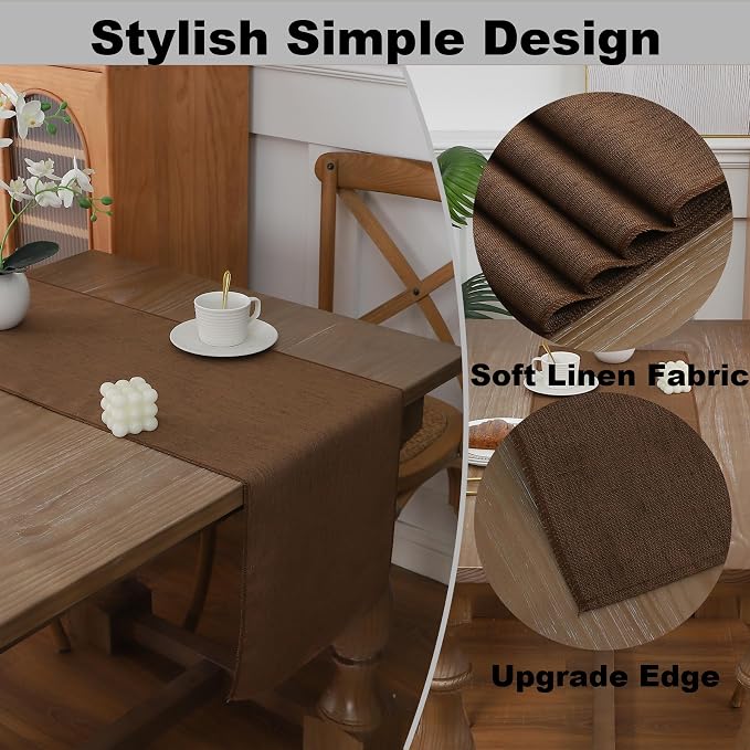 Gernaice 2PCS Solid Color Table Runner, Rustic Cotton Linen Farmhouse Table - Image 3