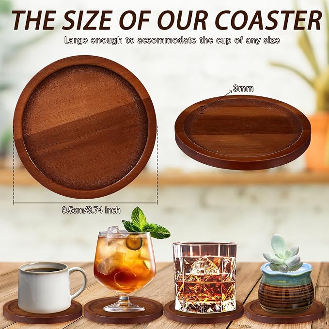 Patelai 20 Pcs Round Bamboo Coasters - Image 2