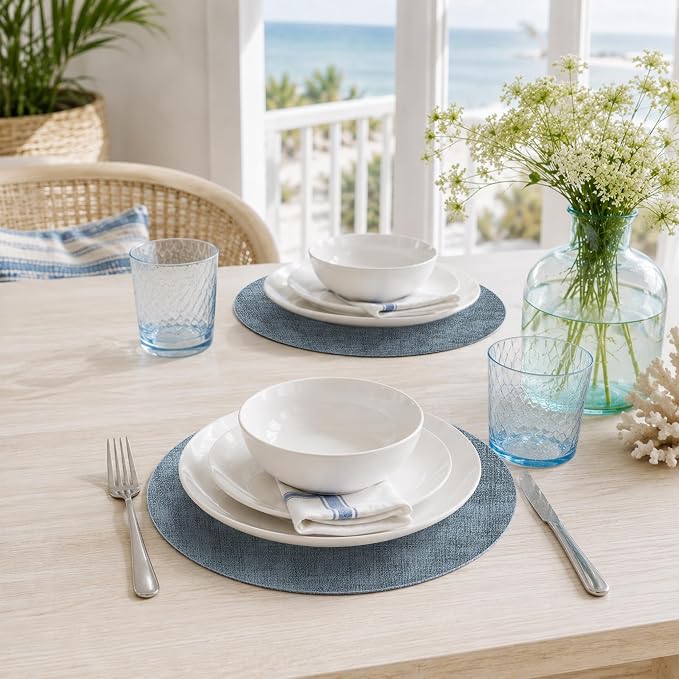 Maxpearl Faux Leather Round Placemats Set of 6, 13.8 inch, Heat Resistant - Image 5