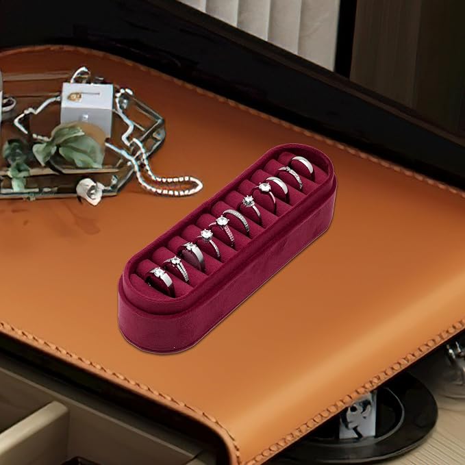 Velvet Small Multiple Ring Box Portable Organizer Display Storage | Travel Case - Image 5