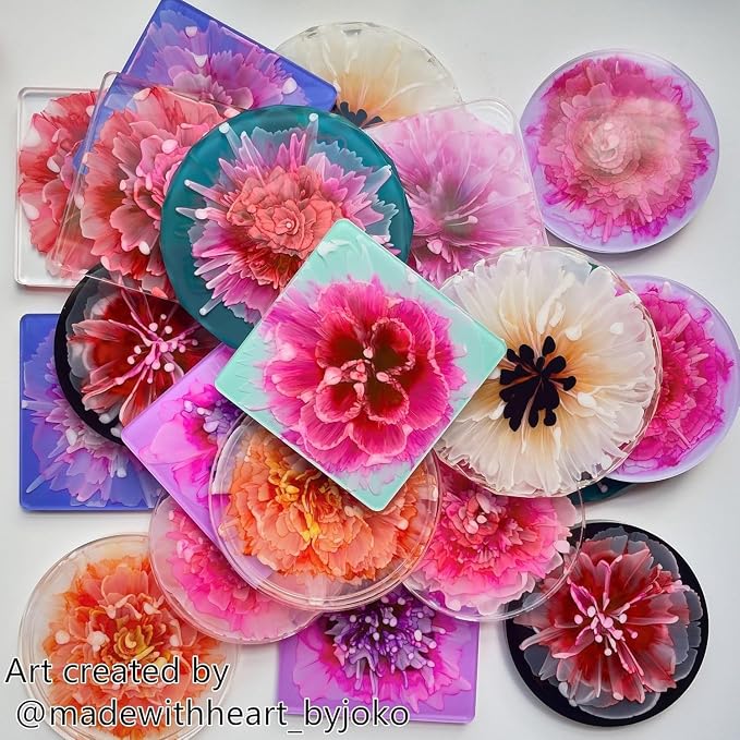 4 PCS Thickened Silicone Coaster Molds, Round & Square Epoxy Resin Molds | - Image 9