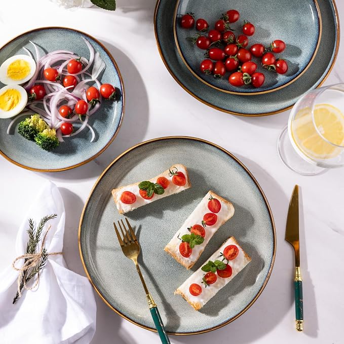 AmorArc Ceramic Dinner Plates Set of 6, 10.5 Inch Stoneware Plates Set | - Image 4