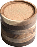 Acacia Wood Coasters for Drinks, 4.13 Inch, Absorbent and Insulation Cork by S1EGAN