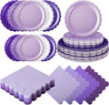 110 Pcs Purple Plates and Napkins Tableware Set Serve 25 Guests Includes by Ziliny