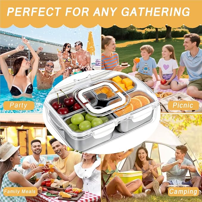 Snackle Box Container, Stainless Steel Divided Serving Tray - Image 7