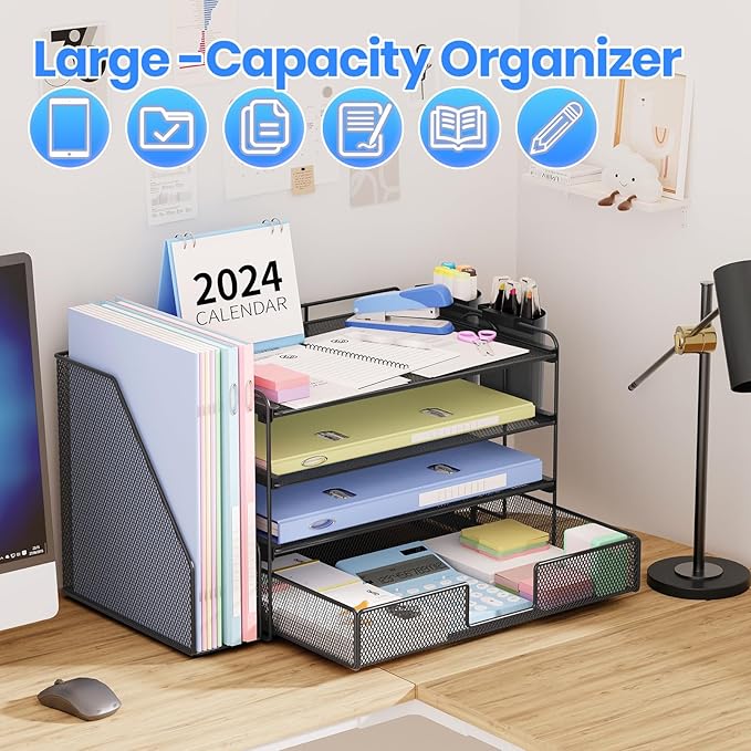 Desk Organizer, 4-Tier Desktop File Organizer - Image 6