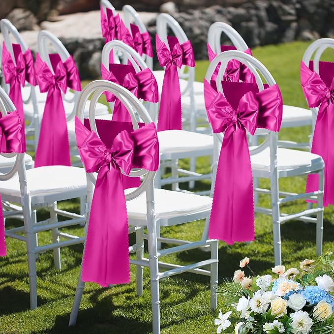 VACVELT Hot Pink Satin Table Runners, 12x72 Inch, 2 Pack, Scalloped Edge | - Image 9