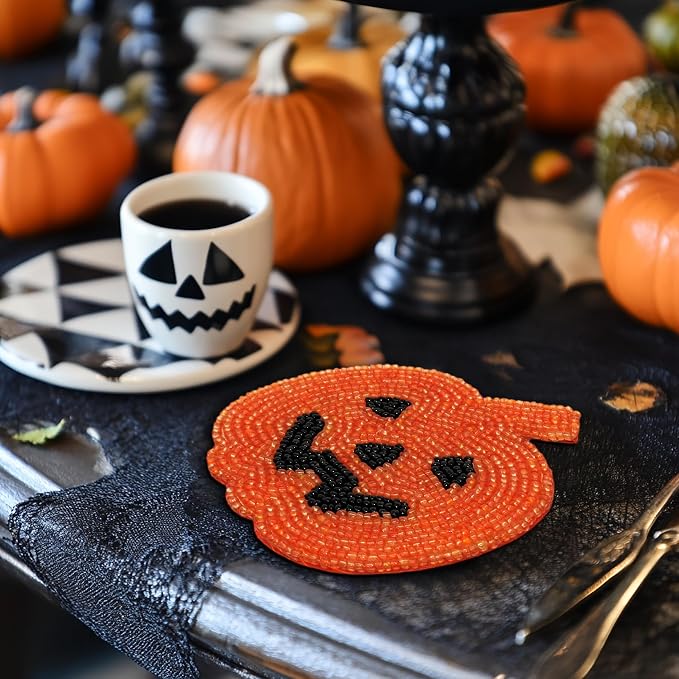 COTTON CRAFT Halloween Harvest Pumpkin Beaded Coasters - Image 6