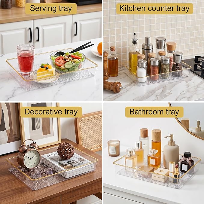 Cididu 4 Pack Clear Serving Trays, Deep Serving Platters Rectangle 12'' x 8'' - Image 7