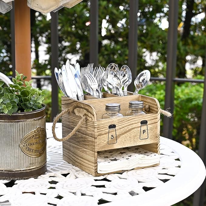Ikee Design Wooden Utensil Caddy Flatware Holder - Image 5