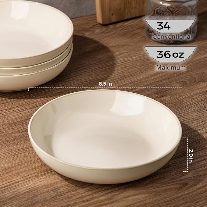 AmorArc 8.5'' Large Ceramic Pasta Bowls, 36oz Stoneware Pasta Serving Bowls Set - Image 3