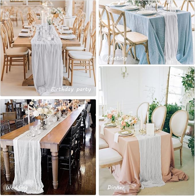 12 Pack 13Ft Cheesecloth Table Runner 35x157 Inch Boho Gauze Table Runner - Image 6