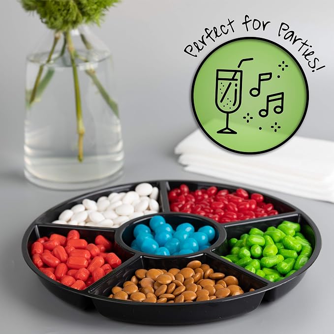 Plasticpro 6 Sectional Round Plastic Serving Tray/Platter - Image 3