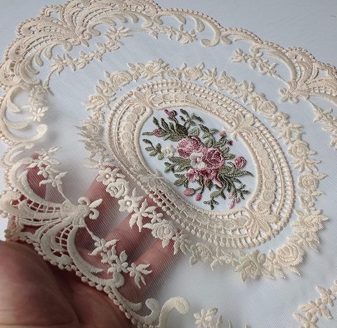 2Pack Retro Lace Placemats, French Crochet Doilies, Handmade Embroidered Table - Image 4
