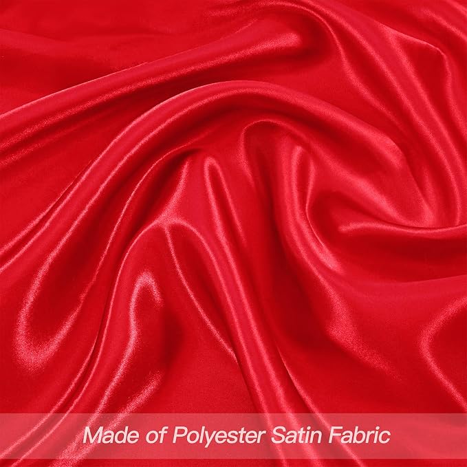 P Pothuiny 24 Pcs Red Satin Napkins 17 x 17 Inch, Satin Cloth Napkins | Square - Image 4