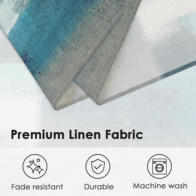 Emvency Farmhouse Placemats Set of 4, 12x18 Inch, Teal and Grey | Abstract Art - Image 3