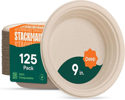 100% Compostable Deep Dish Plates by StackMan