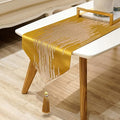 Luxury Modern Gold Table Runner, Abstract Geometric, Tassels | Table Runners 72 by Jiino