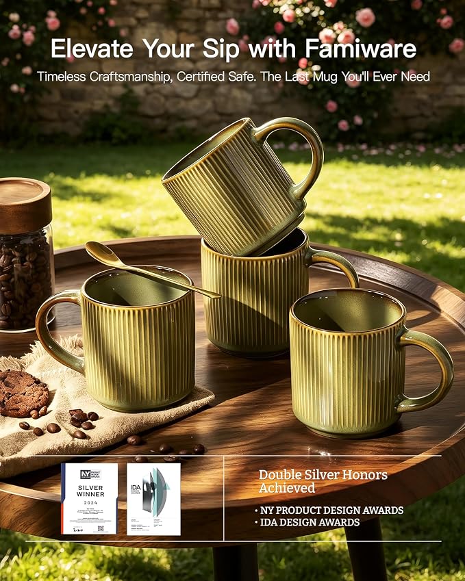 famiware Coffee Mug Set for 6, Star 12 oz Catering Mugs Cup Set - Image 5