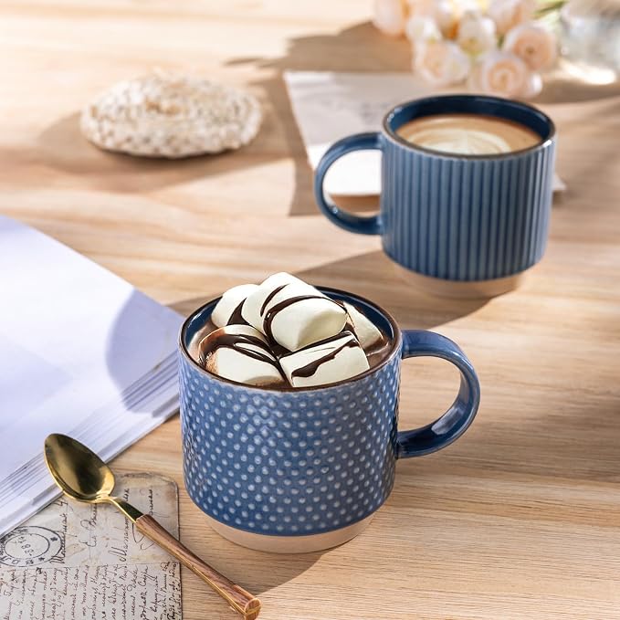 GBhome 12 OZ Stackable Coffee Mugs Set of 6, Ceramic Coffee Cups Set | 3 - Image 6