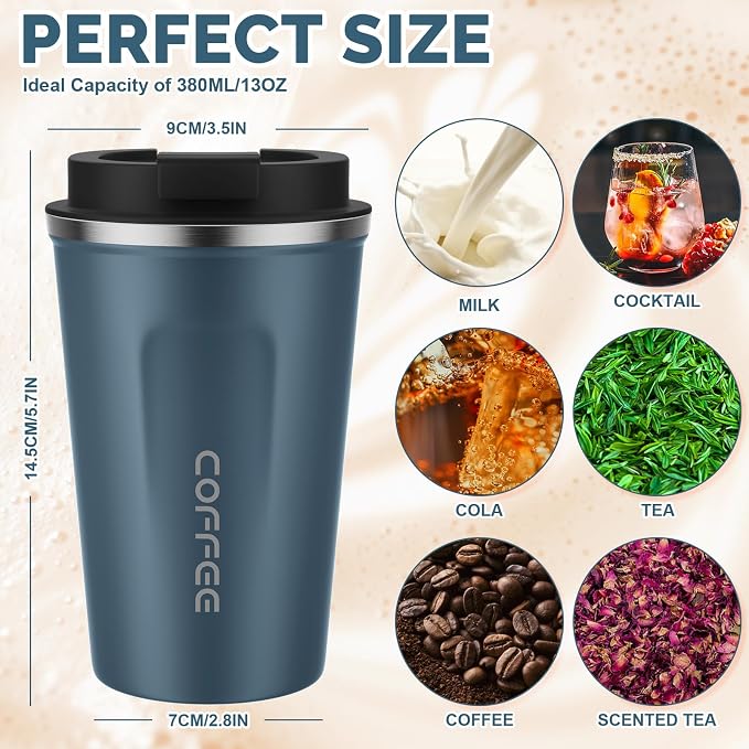 MOMSIV 12oz Travel Coffee Mug, Insulated Coffee Cup - Image 2