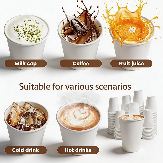 MOUMOULIFE Disposable Paper Coffee Cups 12 oz 300 Count Bulk, Leak-Proof White - Image 5