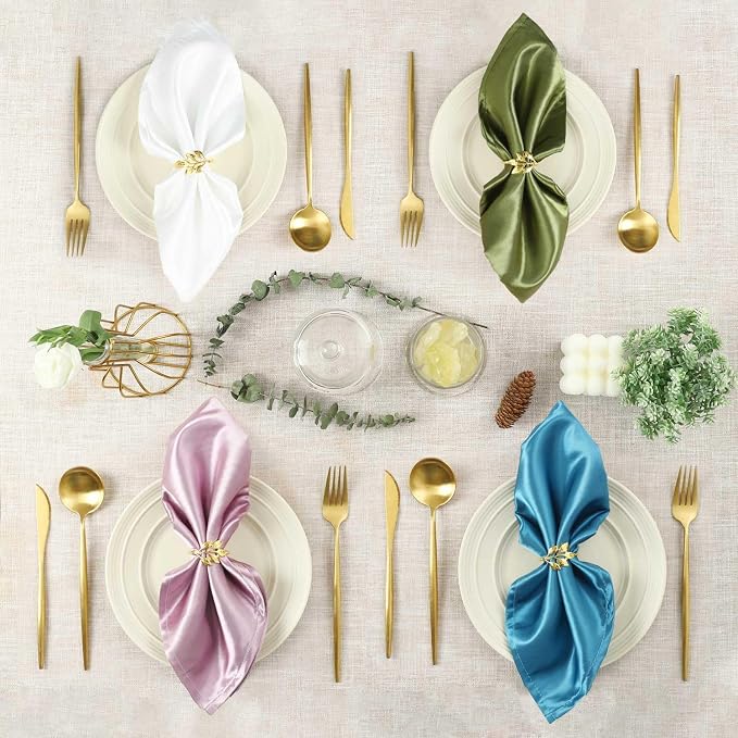 Napkin Rings Set of 12, Shiny Gold Napkin Rings, Easy Care, Solid Zinc Alloy - Image 6