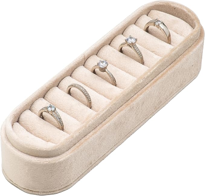 Velvet Small Multiple Ring Box Portable Organizer Display Storage | Travel Case - Image 2