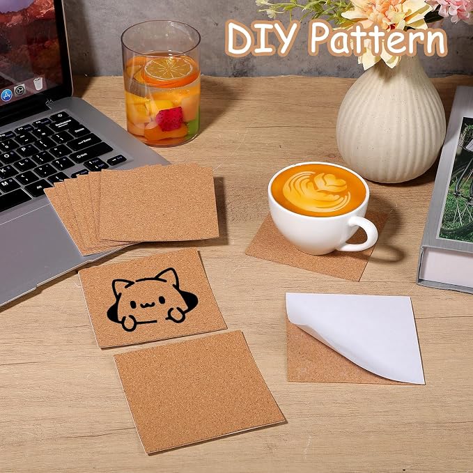 Kifmurase 200PCS Self-Adhesive Cork Sheets, 4 x 4 Inch Brown Squares | Cork - Image 6