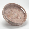 Coffee Table Tray Round Rattan Ottoman Tray Woven Serving Trays by DECRAFTS