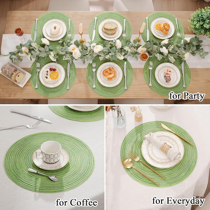 SHACOS Round Placemats Set of 4 Round Table Placemats Braided Cotton Place Mats - Image 5
