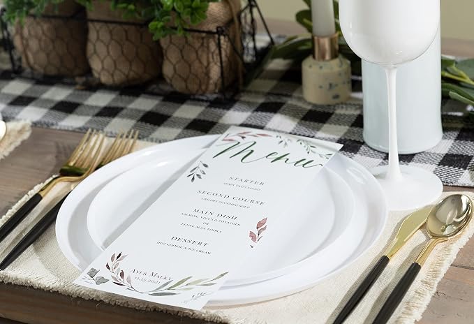 White Plastic Party Plates Edge Collection Premium heavyweight Elegant - Image 2