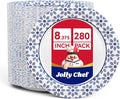 8.37 inch Paper Plates 280 Count Soak Proof, Cut Proof, Heavy Duty Printed by JOLLYCHEF
