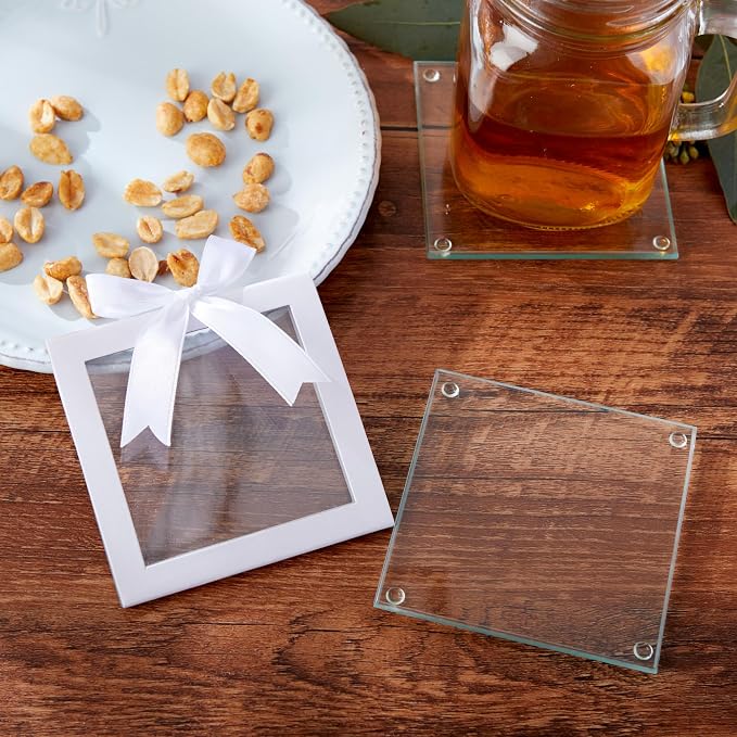 Kate Aspen Clear Glass Drink Coasters Set of 48 - Image 6