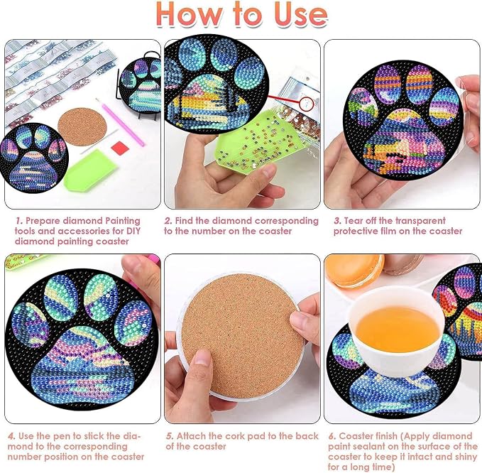 ijbnhd 8 Pcs Aurora Diamond Art Coasters Kits - Image 6
