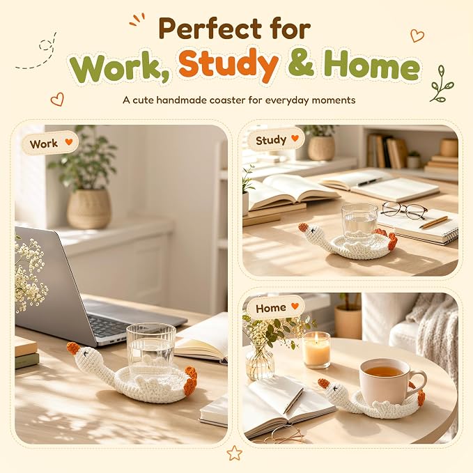 Handmade Crochet Coasters, Fun 3D Animal Flippable Drink Coasters Cute Soft Cup - Image 5